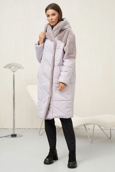Комбинированное пальто Fantazia Mod 4607 серо -лиловый #1
