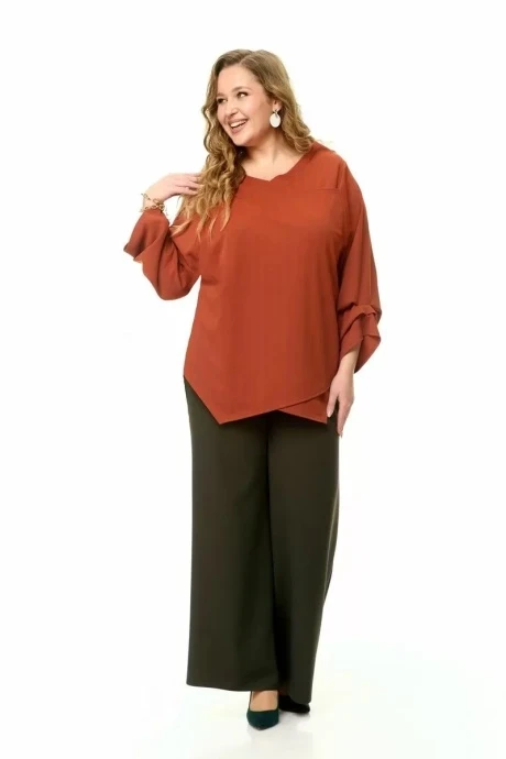 Брючный костюм Anastasia 1056 терракот/темная олива двойка #1