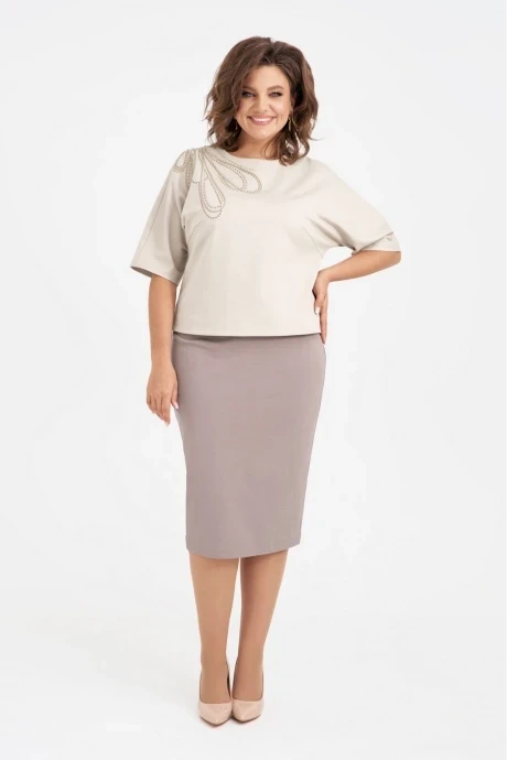 Юбочный костюм Ива 1544 бежевый двойка #1