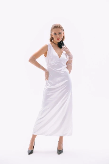 Вечернее атласное платье NikVa н410-1 молоко #1