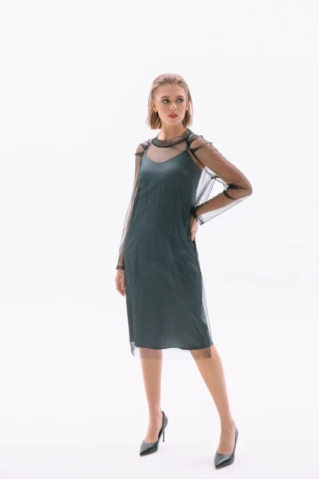 Костюм с платьем NikVa н415-1 графит+чёрный двойка #1