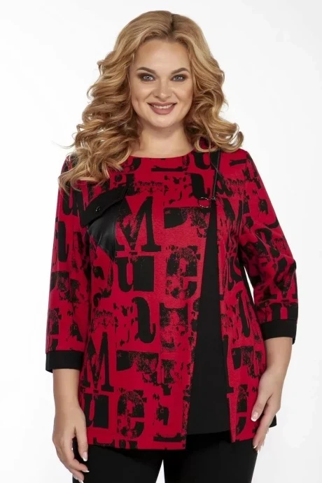Джемпер (кофта) Элль-стиль 2099/1а красный принт #1