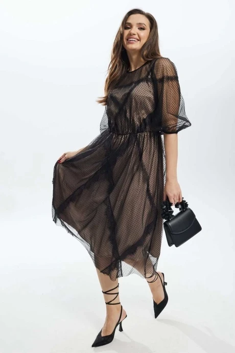 Вечернее платье с сеткой MisLana 908 черый (сетка) #1