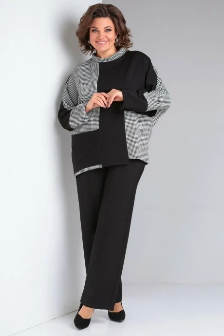 Брючный костюм Ладис Лайн 1478 черный + гусиная лапка #1