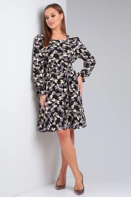 Платье из вискозы YOUR SIZE 2216 Стрекозы на черном #1