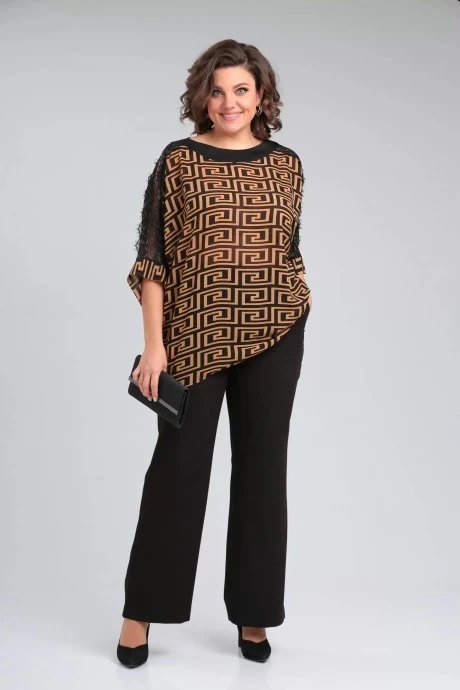 Брючный костюм Michel Chic 1364 черный, горчичный двойка #1