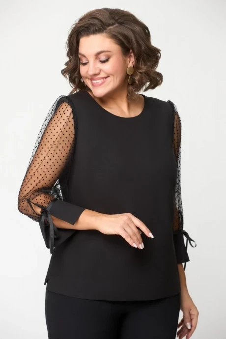 Блузка Дали 3457 черный горошек #1