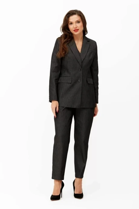 Хлопковый жакет (пиджак) в полоску ANDINA CITY 4005 черный в полоску #1