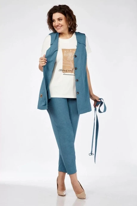 Брючный костюм Jurimex 3068 голубой тройка #1