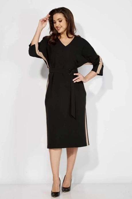 Платье Карина Делюкс 1208 бежевый, черный #1