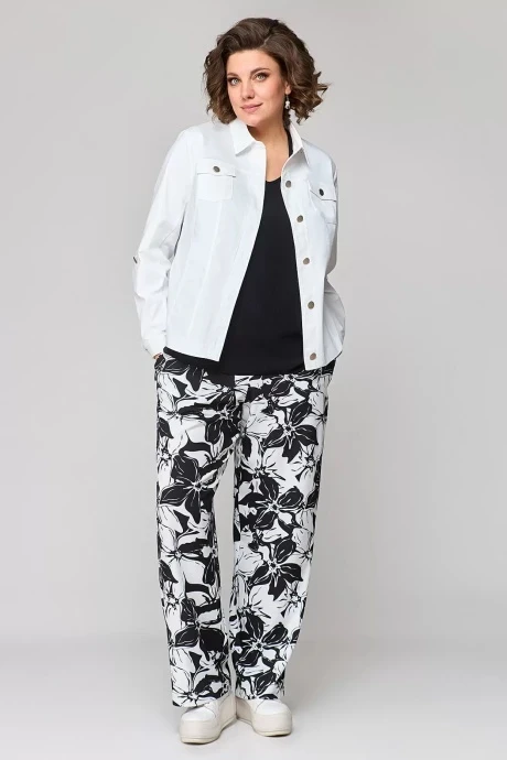 Джинсовый брючный костюм ALGRANDA (Novella Sharm) 3889-1-А белый/черно-белый тройка #1
