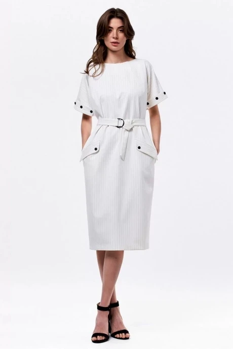 Платье KaVaRi 1072 молочный в полоску #1