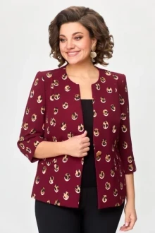 Трикотажный жакет (пиджак) с принтом Дали 3246Б бордо