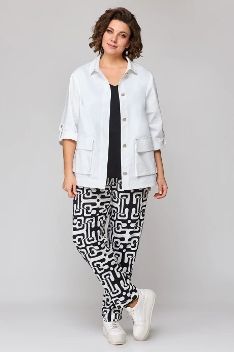 Брючный костюм ALGRANDA (Novella Sharm) 3971 Белый, Черный тройка #1
