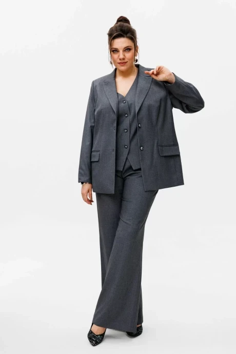 Офисный брючный костюм Anelli 1426.1 тройка серый #1