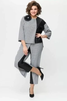 Брючный костюм Кокетка и К 1126 серый+черный двойка