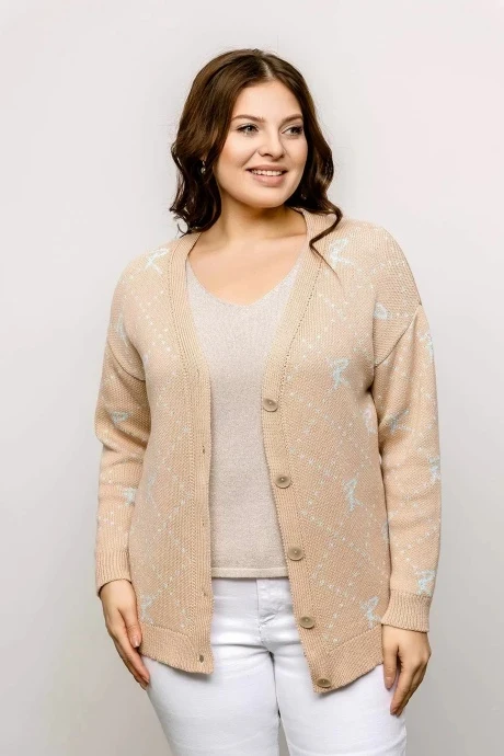 Кардиган Romgil РВ0017-ХЛ2 крем-брюле, бледно-голубой #1