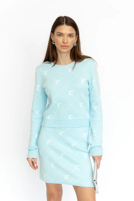 Юбочный костюм Romgil РВ0019-ХЛ2 бледно-голубой, белый двойка #1