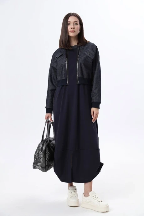 Костюм с платьем LM М60 синий джинс двойка #1