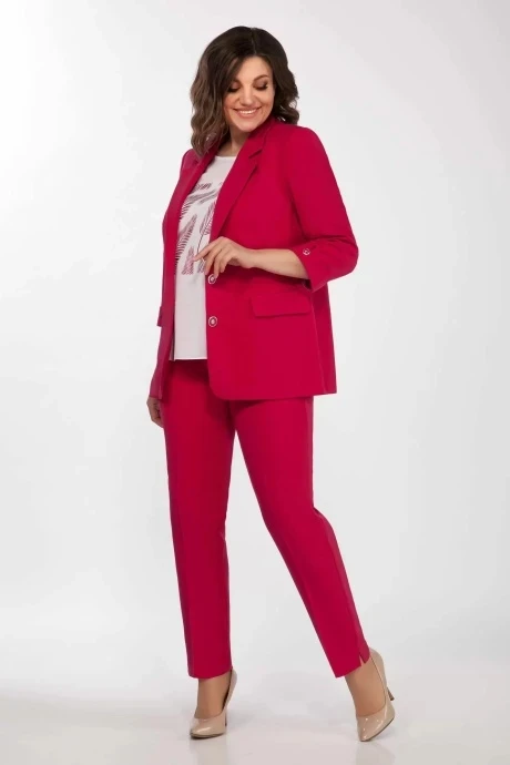 Брючный костюм Ольга Стиль С656 тройка фуксия #1