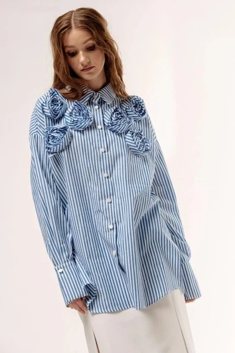 Женская рубашка FLAIM 1044 синий/белый #1