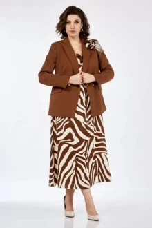 Костюм с платьем Ольга Стиль 840 кофейный