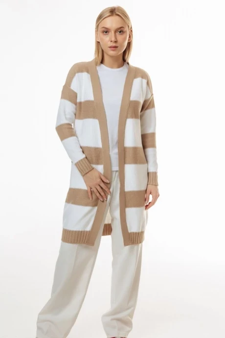 Кардиган Romgil ТЗ715Х бежевый, белый #1