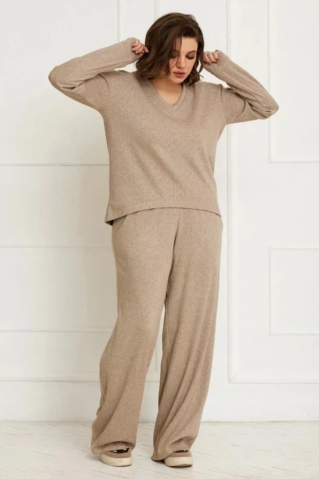 Трикотажный брючный костюм BegiModa 3059 Песок #1