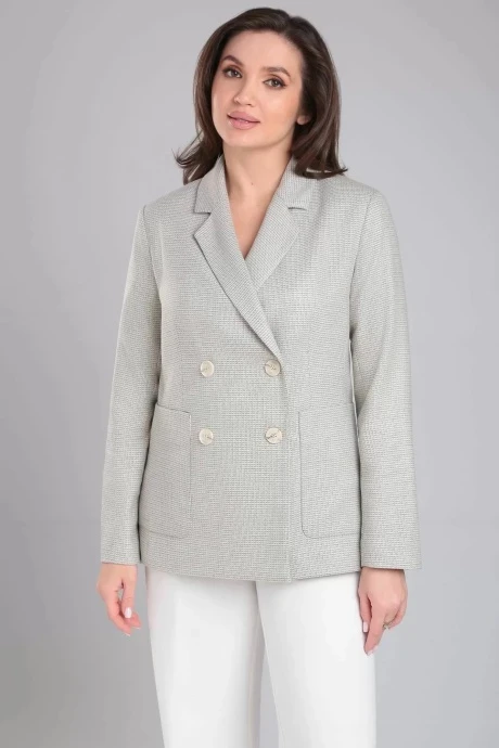 Двубортный жакет (пиджак) LeNata 11347 бежевая лапка #1