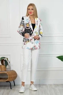Брючный костюм ALANI COLLECTION 2111 мультиколор+черный+молочный тройка