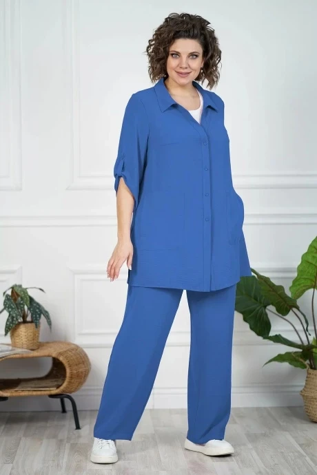 Брючный костюм ALANI COLLECTION 2094 василек тройка #1