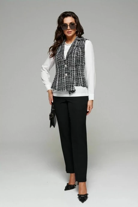 Брючный костюм *Распродажа Beautiful&Free 6126 черный+белый тройка #1