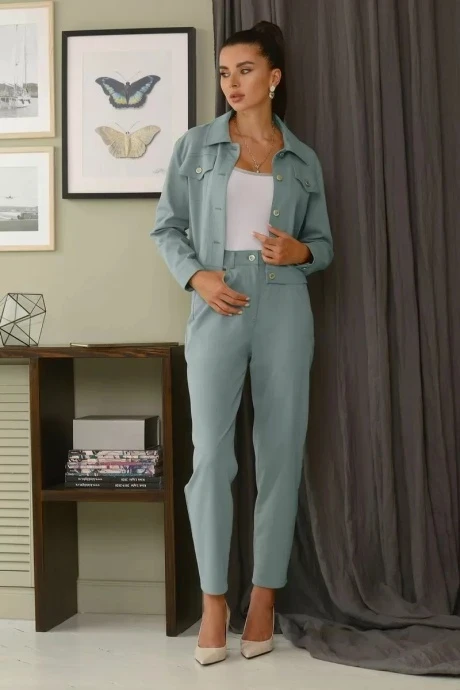 Хлопковый брючный костюм Галеан-стиль 823.2 голубой #1