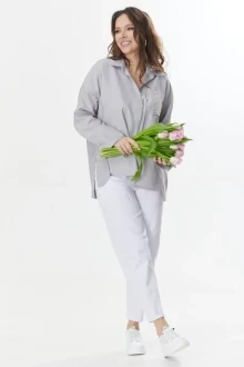 Брючный костюм Магия Моды 2412 серый+белый