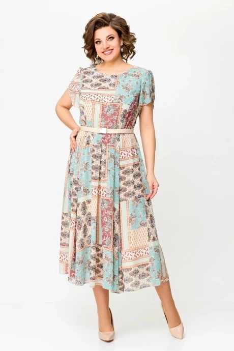 Платье Swallow 730 Мятно-бежевый мультиколор #1