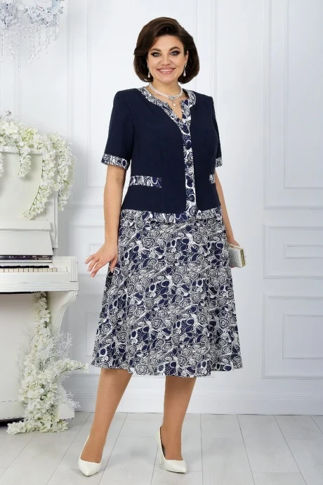 Юбочный костюм Нинель Шик 5992 розы двойка #1