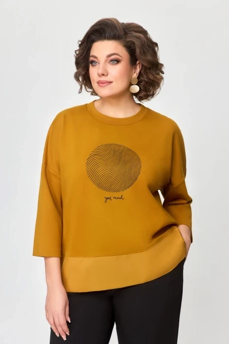 Блузка из вискозы Дали 5684 горчица #1
