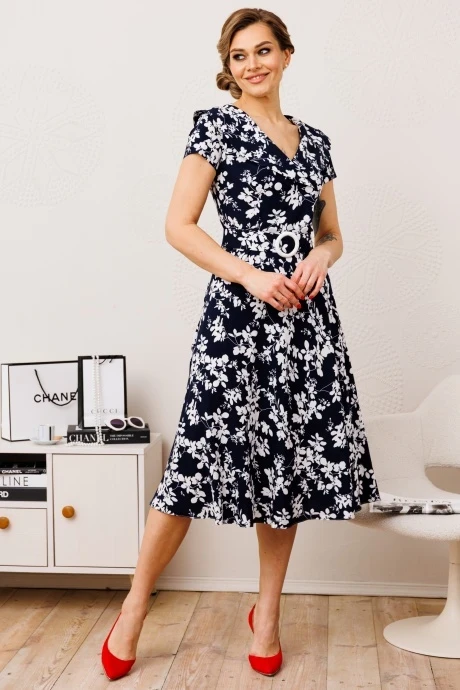 Платье Мода-Юрс 2690 синий белый #1