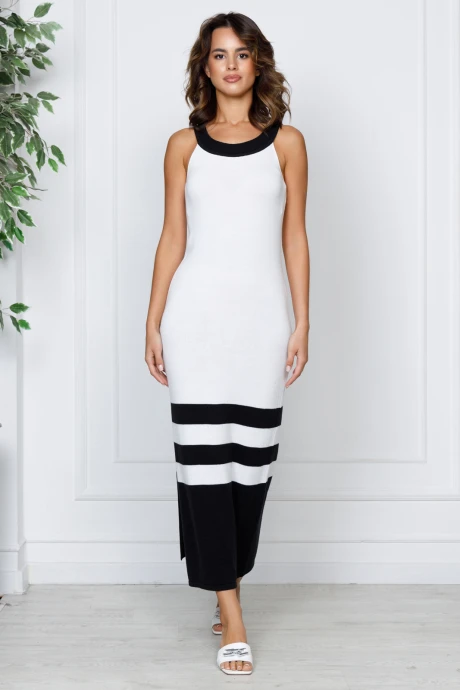 Длинное хлопковое платье Romgil РВ0041-ХЛ4 белый, черный #1