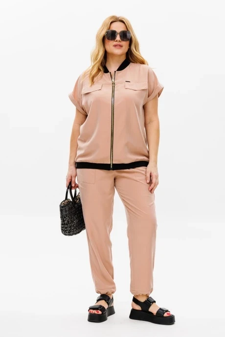 Брючный костюм из вискозы Michel Chic 1372 бежевый двойка #1