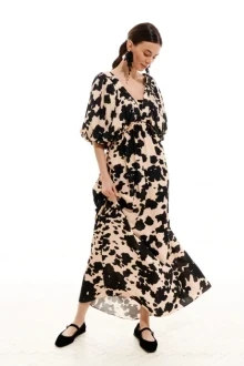 Платье ELLETTO LIFE 1010 бежево-черный