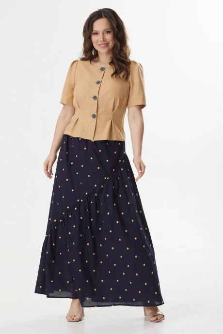 Юбочный костюм Магия Моды 2429 беж+т/синий #1