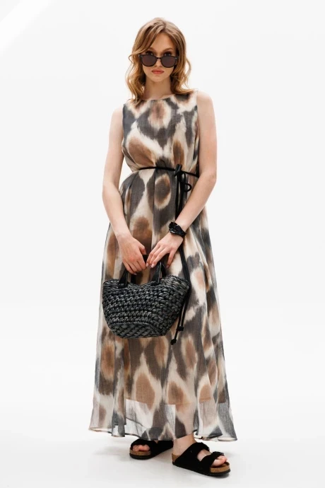 Платье из вискозы EOLA 2608 бежево-черный #1