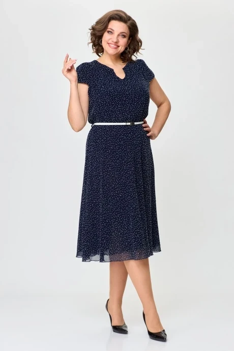 Платье СлавияЭлит 535 синий в белый горошек #1