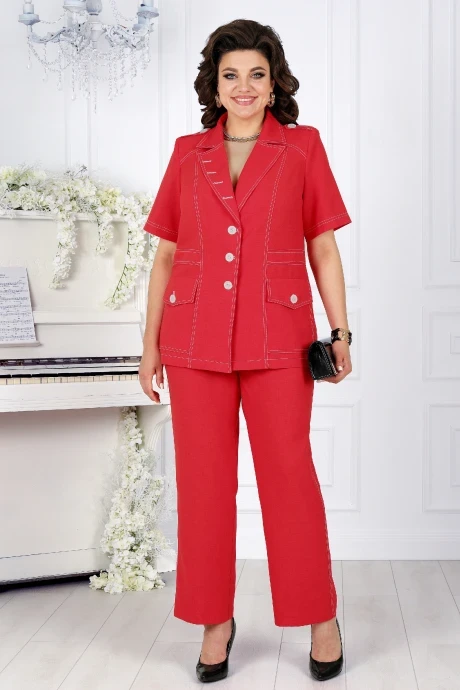 Брючный костюм Нинель Шик 5959 красный двойка #1