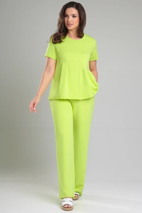 Хлопковый брючный комплект LeNata 20399 салатовый двойка #1