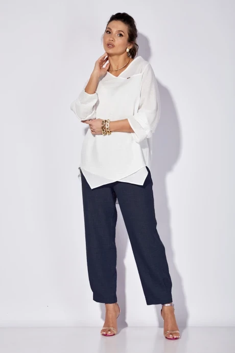 Брючный костюм Anastasia 1101 белый/темно-синий двойка #1