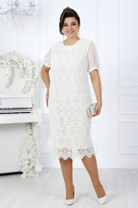Вечернее кружевное платье Нинель Шик 7451 молочный #1
