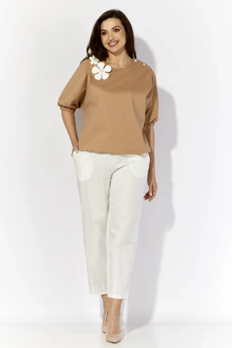 Брючный костюм TAiER 1292 бежевый,белый двойка #1