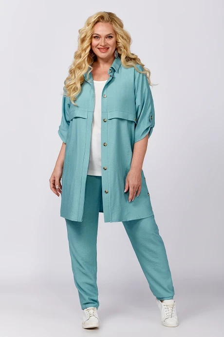 Брючный костюм Algranda 3983-с голубой /молочный тройка #1